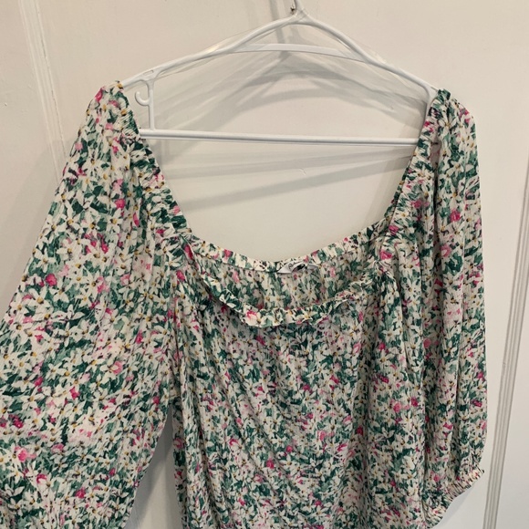 NEVER WORN! Reitmans Floral 3/4-Sleeve Blouse with Square Neckline Sz 2X - Picture 4 of 11